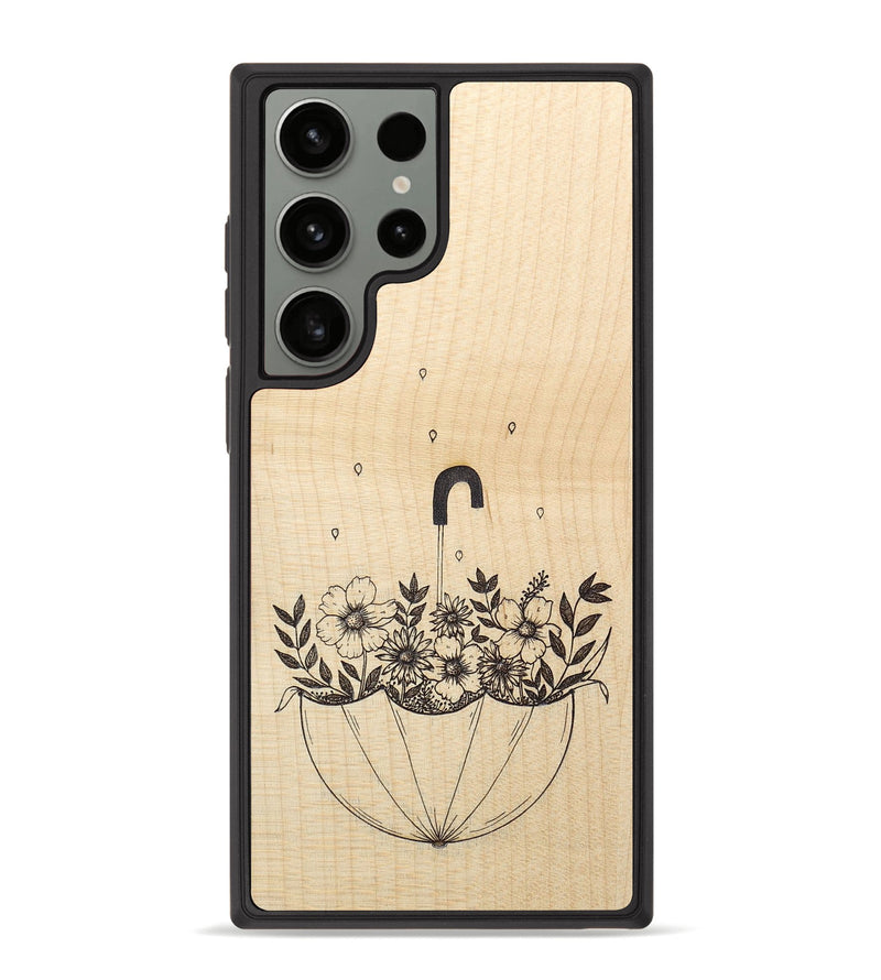 Galaxy S23 Ultra Wood+Resin Phone Case - No Rain No Flowers - Maple (Curated)