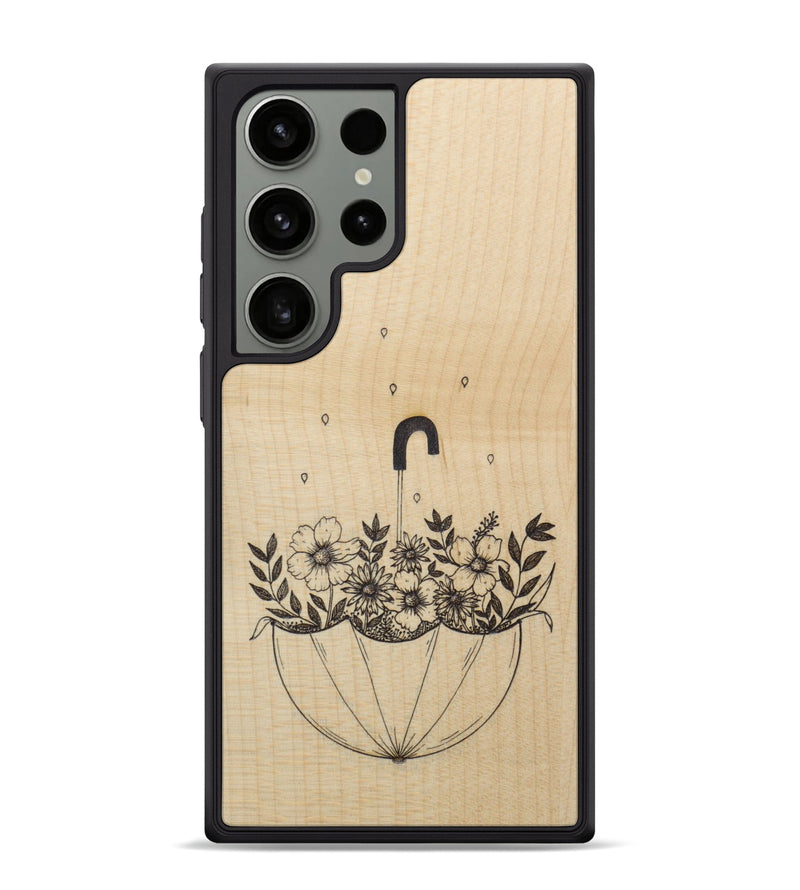 Galaxy S24 Ultra Wood Phone Case - No Rain No Flowers - Maple (Curated)
