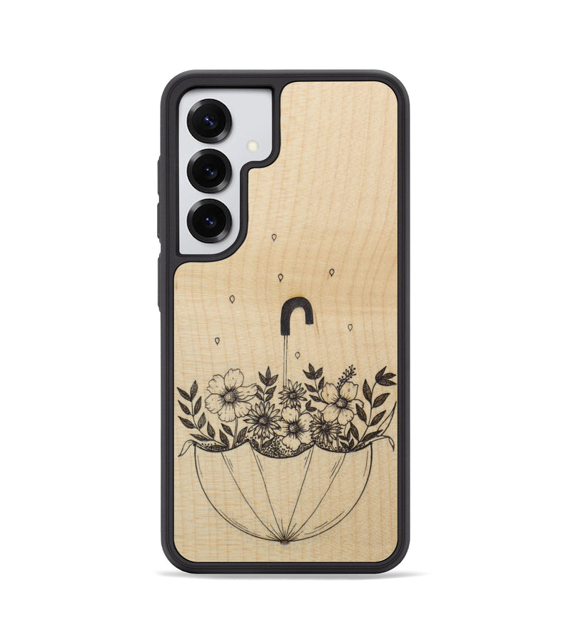 Galaxy S25 Wood Phone Case - No Rain No Flowers - Maple (Curated)