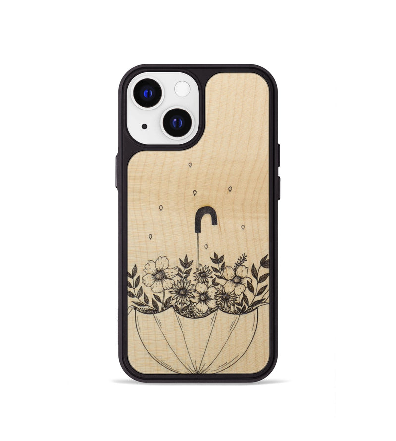 iPhone 13 mini Wood Phone Case - No Rain No Flowers - Maple (Curated)