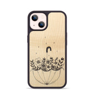 iPhone 14 Wood+Resin Phone Case - No Rain No Flowers - Maple (Curated)