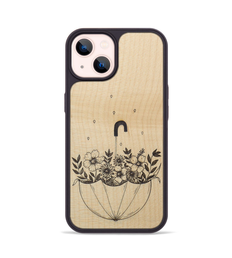 iPhone 14 Wood Phone Case - No Rain No Flowers - Maple (Curated)
