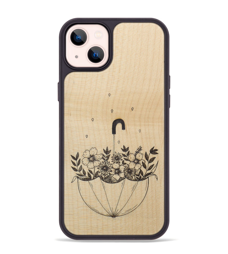iPhone 14 Plus Wood Phone Case - No Rain No Flowers - Maple (Curated)
