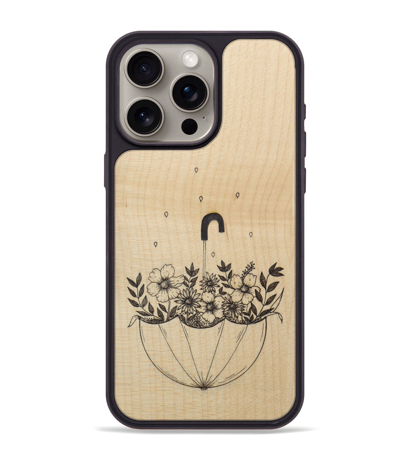 iPhone 15 Pro Max Wood Phone Case - No Rain No Flowers - Maple (Curated)
