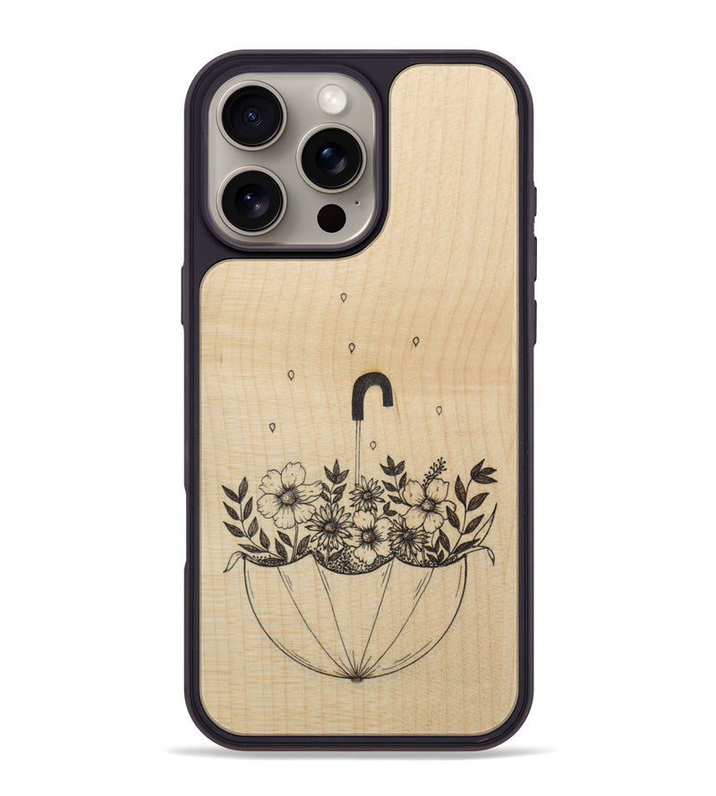 iPhone 16 Pro Max Wood Phone Case - No Rain No Flowers - Maple (Curated)
