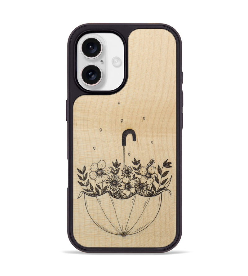 iPhone 17 Wood Phone Case - No Rain No Flowers - Maple (Curated)