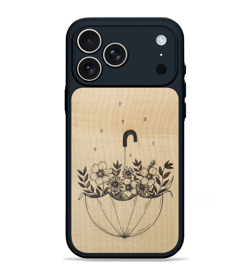 iPhone 17 Pro Max Wood Phone Case - No Rain No Flowers - Maple (Curated)