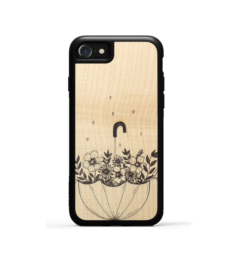 iPhone SE Wood+Resin Phone Case - No Rain No Flowers - Maple (Curated)