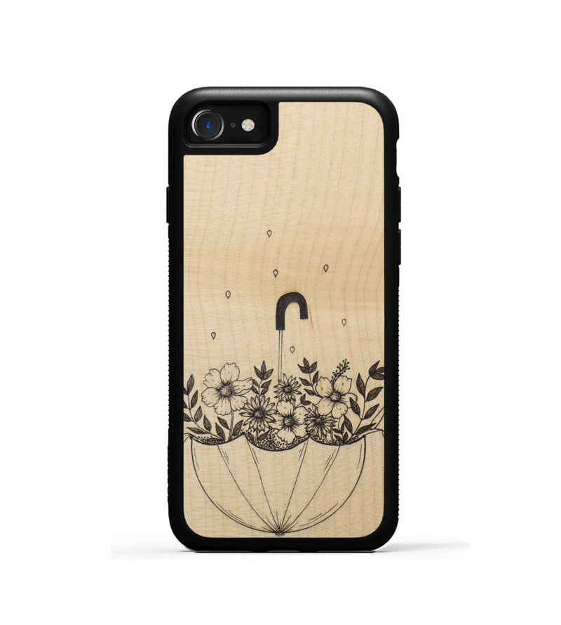iPhone SE Wood Phone Case - No Rain No Flowers - Maple (Curated)
