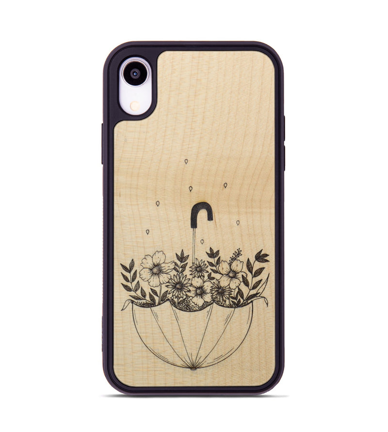 iPhone Xr Wood Phone Case - No Rain No Flowers - Maple (Curated)