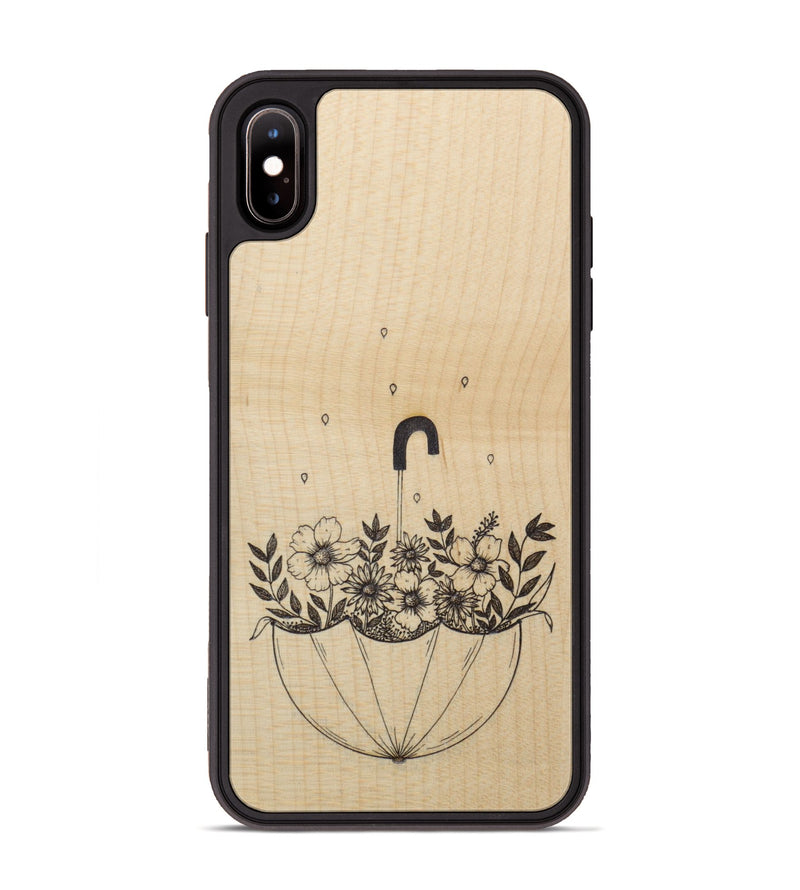 iPhone Xs Max Wood Phone Case - No Rain No Flowers - Maple (Curated)