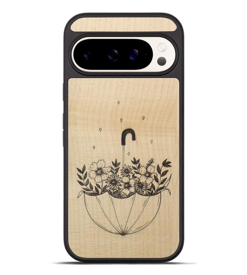 Pixel 9 Pro XL Wood Phone Case - No Rain No Flowers - Maple (Curated)