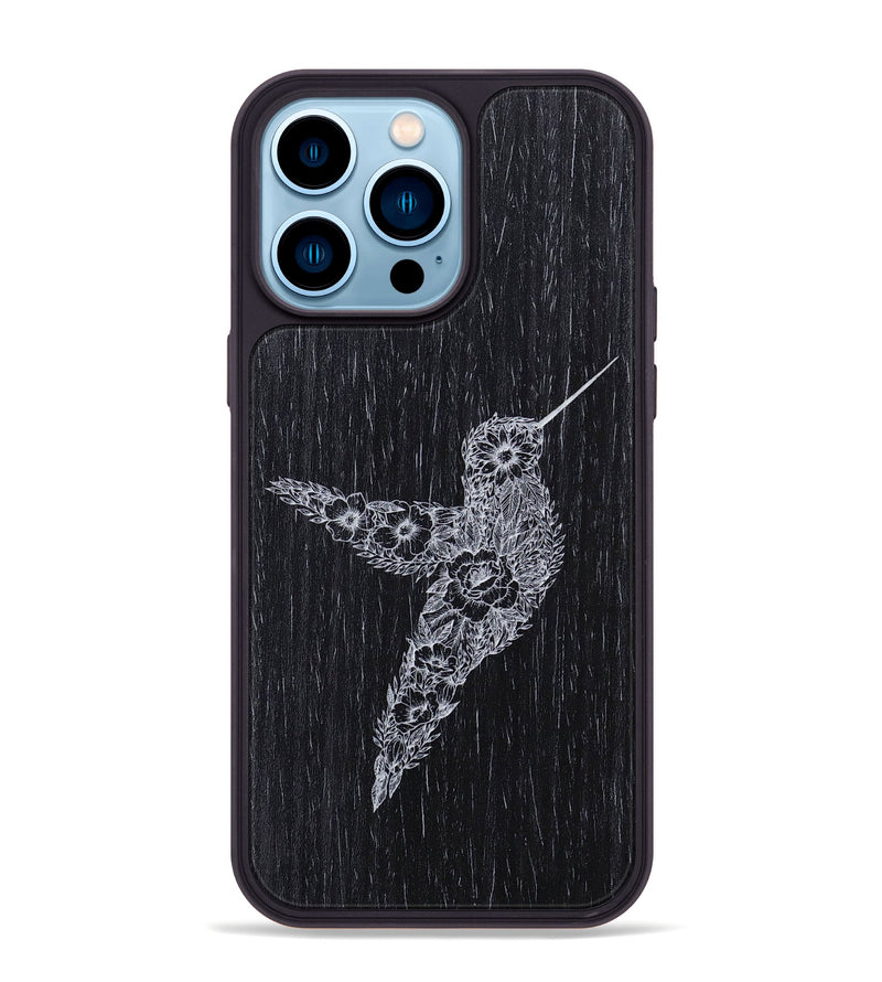 iPhone 14 Pro Max Wood+Resin Phone Case - Hover In The Moment - Ebony (Curated)