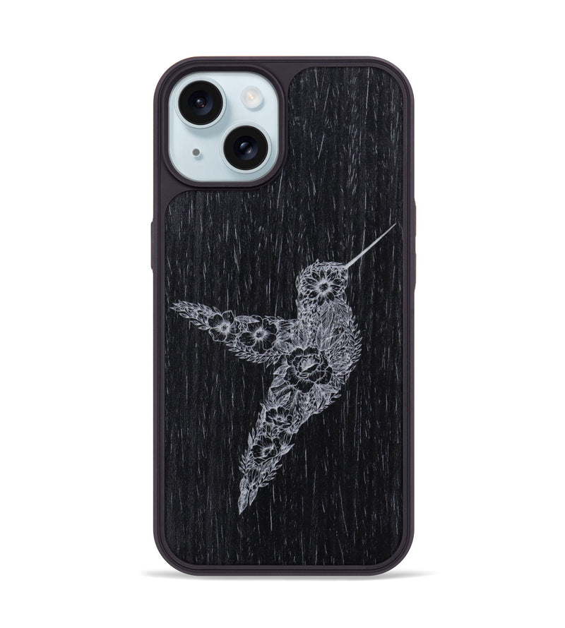 iPhone 15 Wood Phone Case - Hover In The Moment - Ebony (Curated)