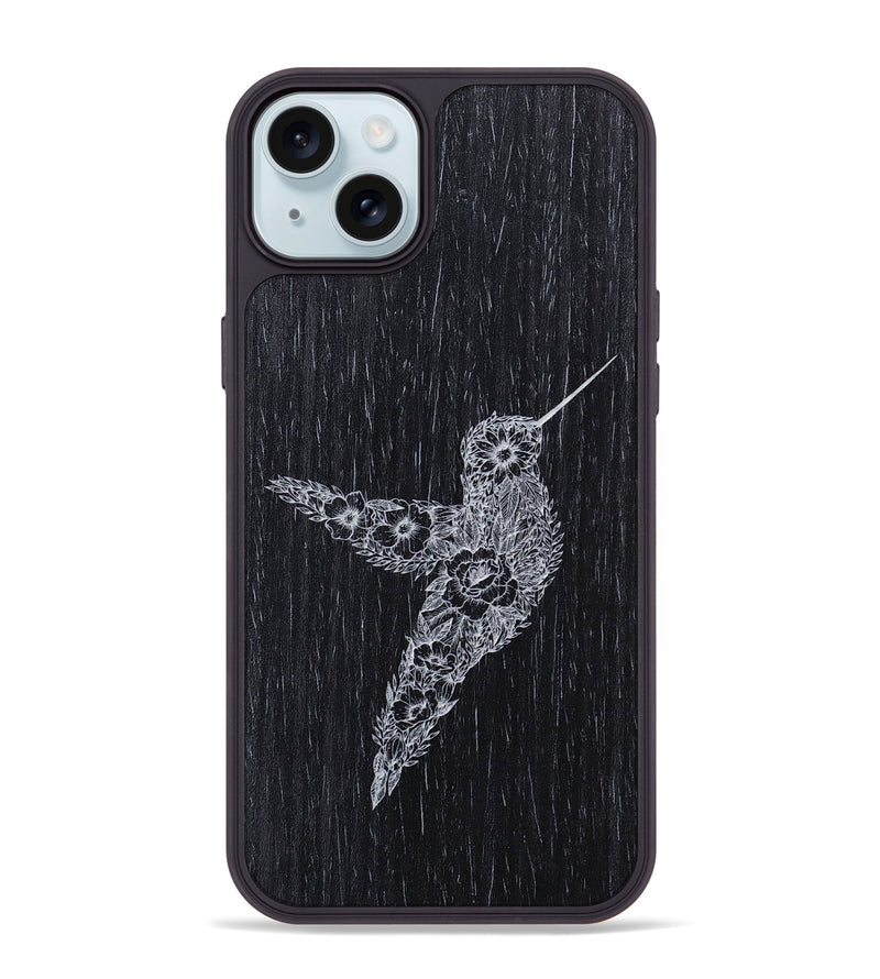 iPhone 15 Plus Wood+Resin Phone Case - Hover In The Moment - Ebony (Curated)