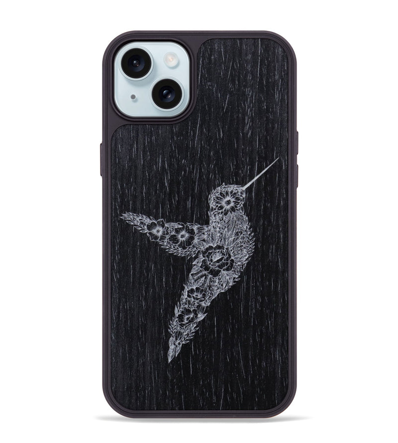 iPhone 15 Plus Wood Phone Case - Hover In The Moment - Ebony (Curated)