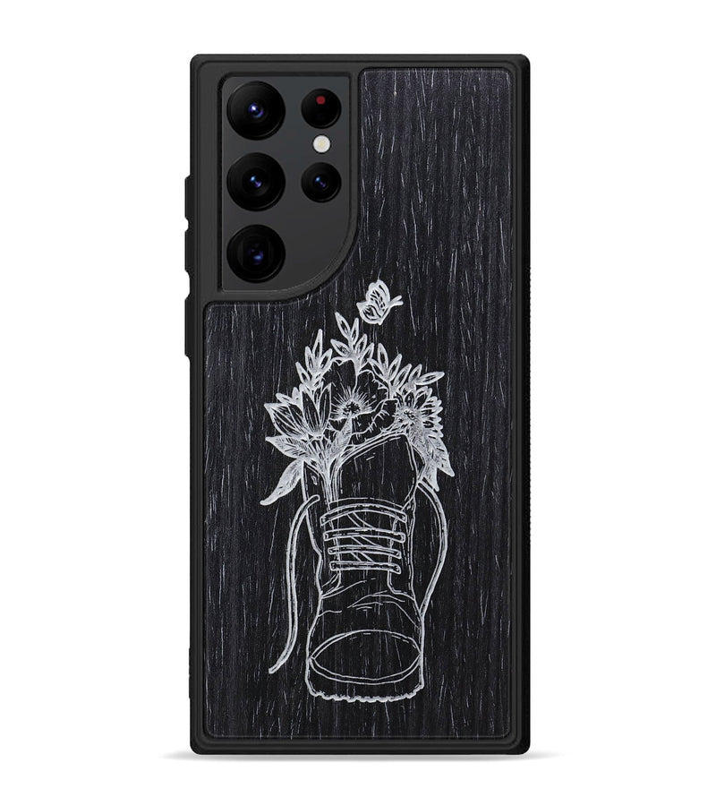 Galaxy S22 Ultra Wood+Resin Phone Case - Wildflower Walk - Ebony (Curated)