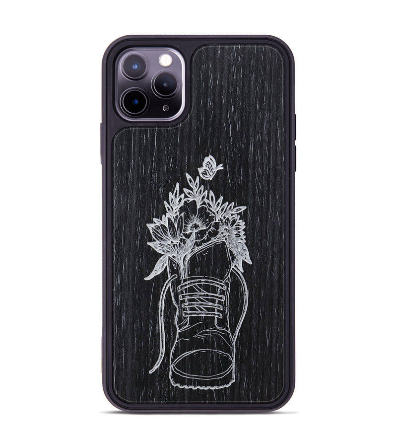 iPhone 11 Pro Max Wood+Resin Phone Case - Wildflower Walk - Ebony (Curated)