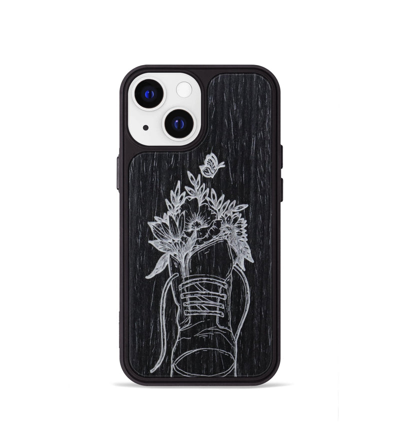iPhone 13 mini Wood Phone Case - Wildflower Walk - Ebony (Curated)