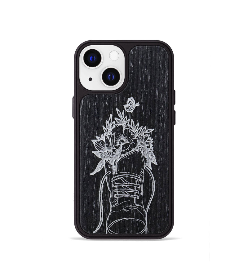 iPhone 13 mini Wood+Resin Phone Case - Wildflower Walk - Ebony (Curated)