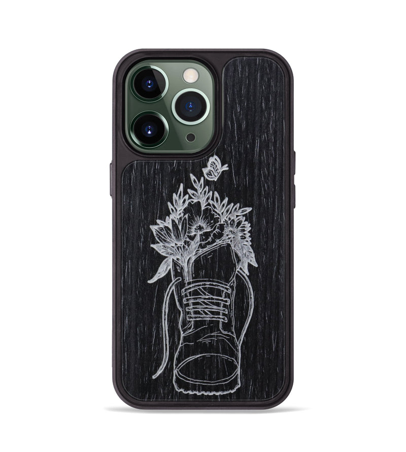 iPhone 13 Pro Wood Phone Case - Wildflower Walk - Ebony (Curated)