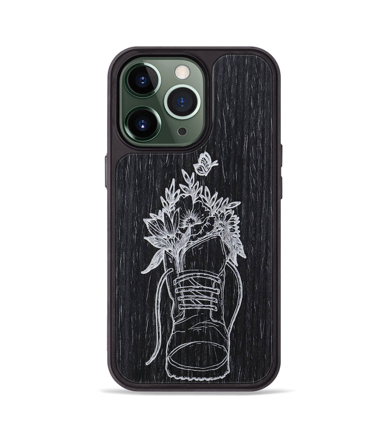 iPhone 13 Pro Wood+Resin Phone Case - Wildflower Walk - Ebony (Curated)