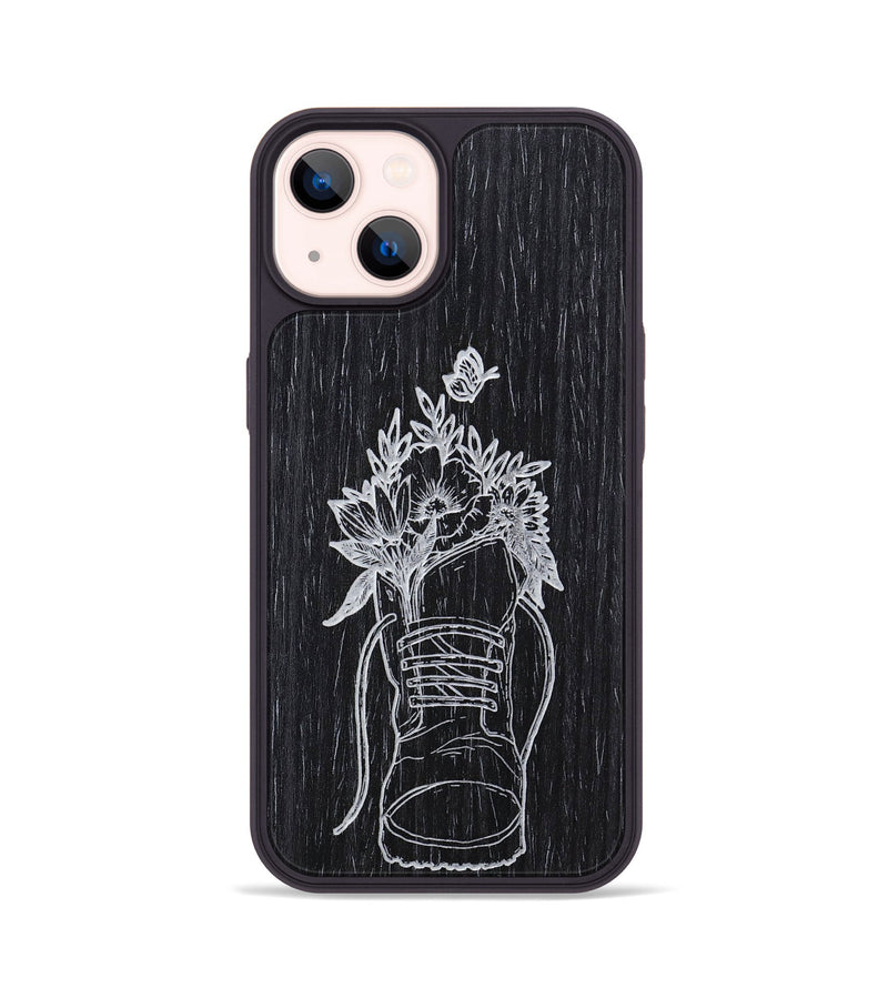 iPhone 14 Wood+Resin Phone Case - Wildflower Walk - Ebony (Curated)