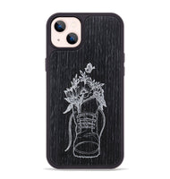 iPhone 14 Plus Wood+Resin Phone Case - Wildflower Walk - Ebony (Curated)