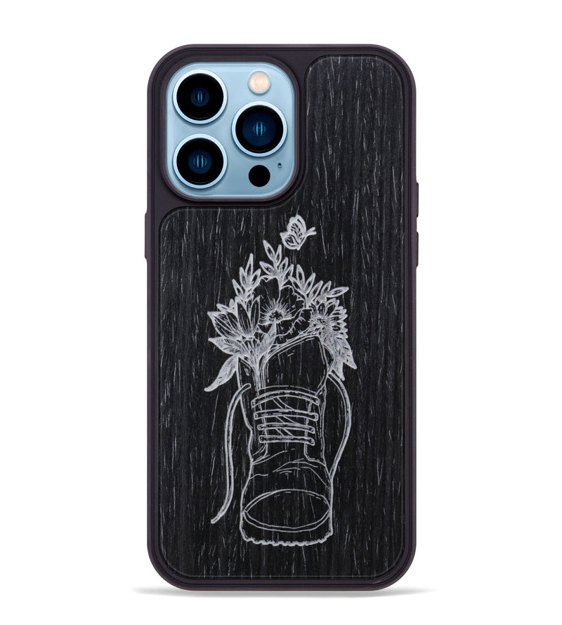 iPhone 14 Pro Max Wood Phone Case - Wildflower Walk - Ebony (Curated)