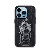 iPhone 14 Pro Wood+Resin Phone Case - Wildflower Walk - Ebony (Curated)
