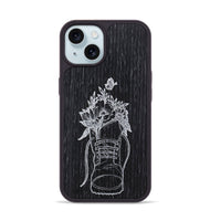 iPhone 15 Wood+Resin Phone Case - Wildflower Walk - Ebony (Curated)
