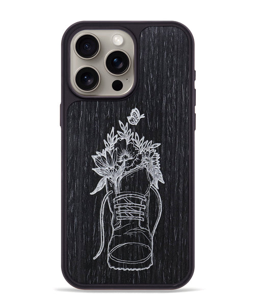 iPhone 15 Pro Max Wood+Resin Phone Case - Wildflower Walk - Ebony (Curated)