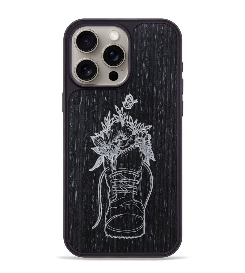 iPhone 15 Pro Max Wood Phone Case - Wildflower Walk - Ebony (Curated)
