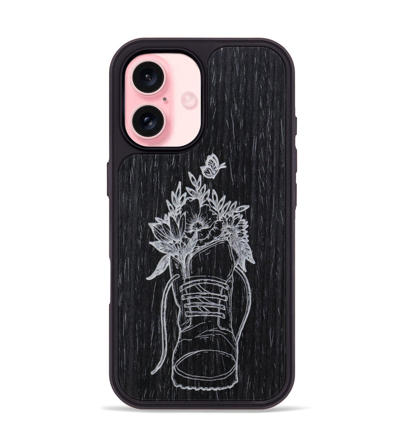 iPhone 16 Wood Phone Case - Wildflower Walk - Ebony (Curated)