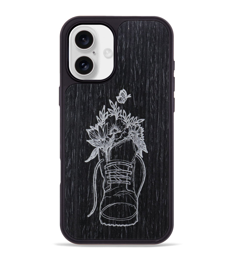 iPhone 16 Plus Wood Phone Case - Wildflower Walk - Ebony (Curated)