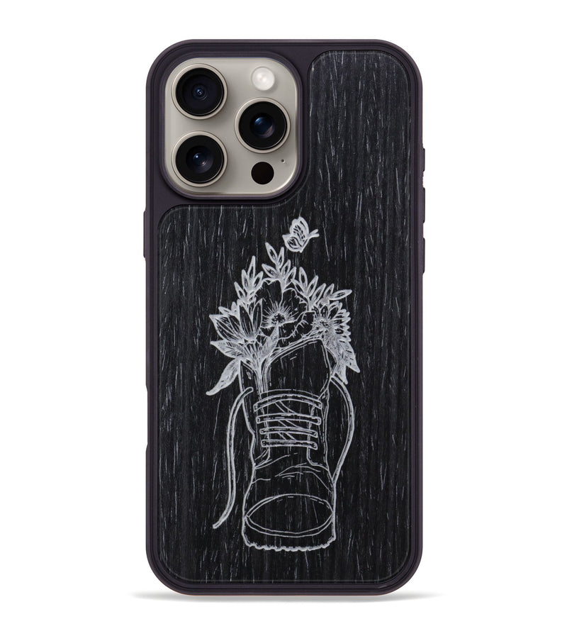 iPhone 16 Pro Max Wood Phone Case - Wildflower Walk - Ebony (Curated)