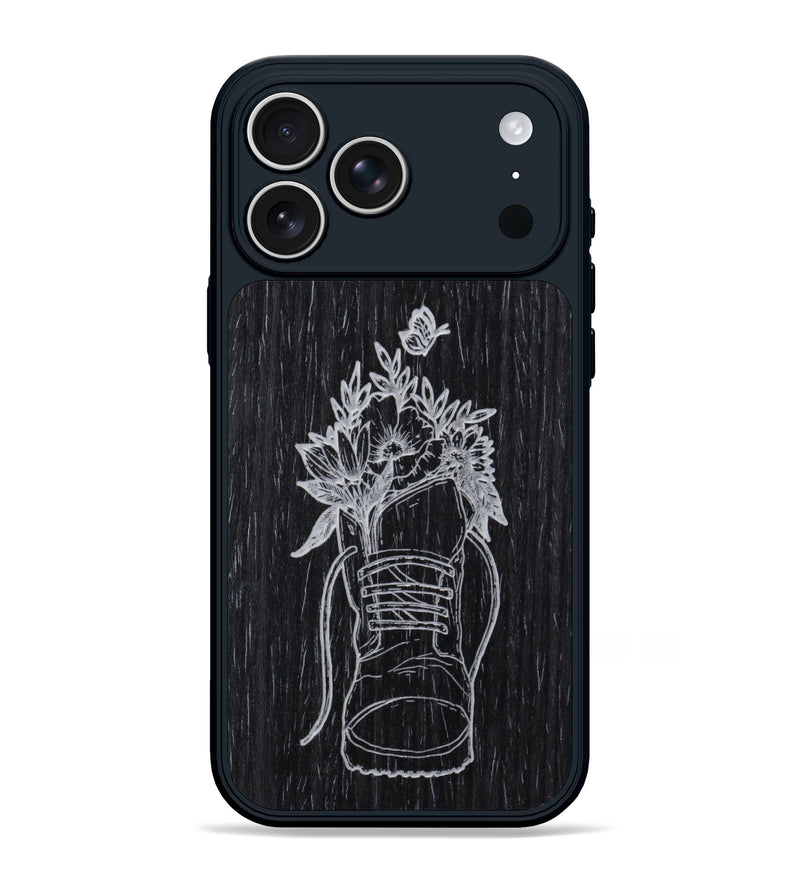 iPhone 17 Pro Max Wood Phone Case - Wildflower Walk - Ebony (Curated)