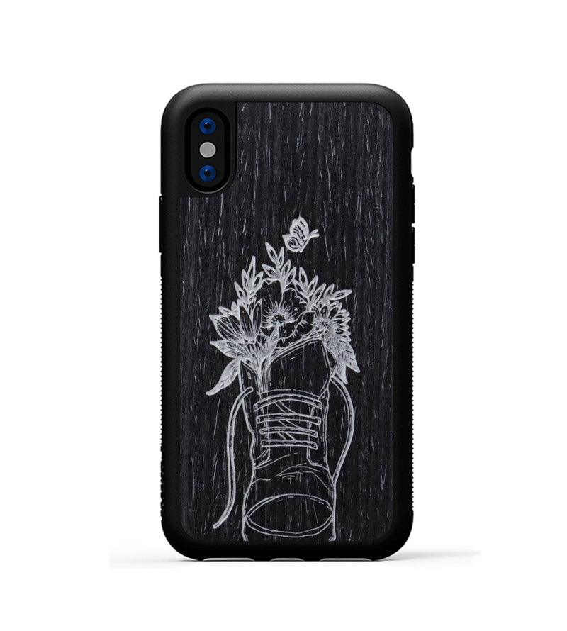 iPhone Xs Wood Phone Case - Wildflower Walk - Ebony (Curated)