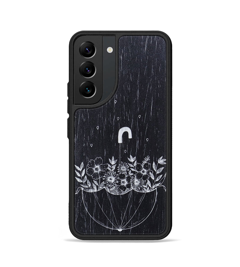 Galaxy S22 Wood+Resin Phone Case - No Rain No Flowers - Ebony (Curated)