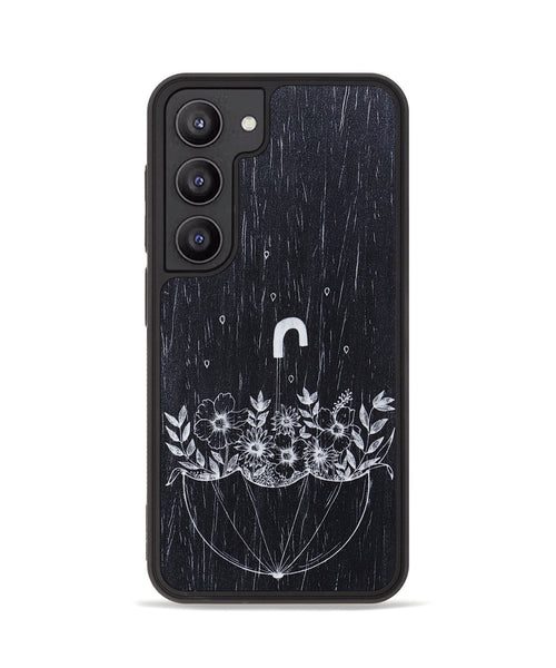 Galaxy S23 Wood+Resin Phone Case - No Rain No Flowers - Ebony (Curated)