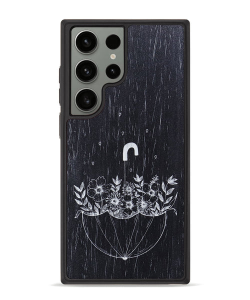 Galaxy S23 Ultra Wood+Resin Phone Case - No Rain No Flowers - Ebony (Curated)