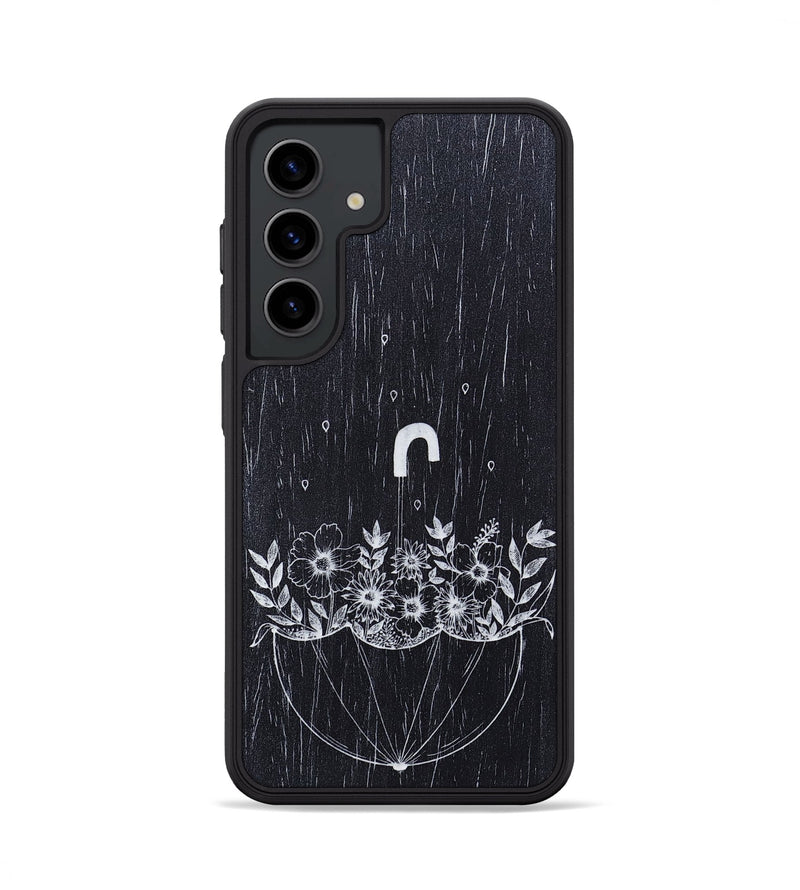 Galaxy S24 Wood+Resin Phone Case - No Rain No Flowers - Ebony (Curated)