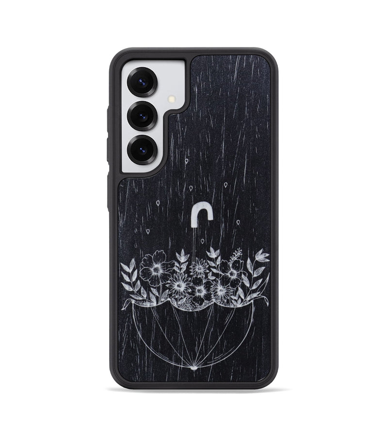 Galaxy S25 Wood Phone Case - No Rain No Flowers - Ebony (Curated)