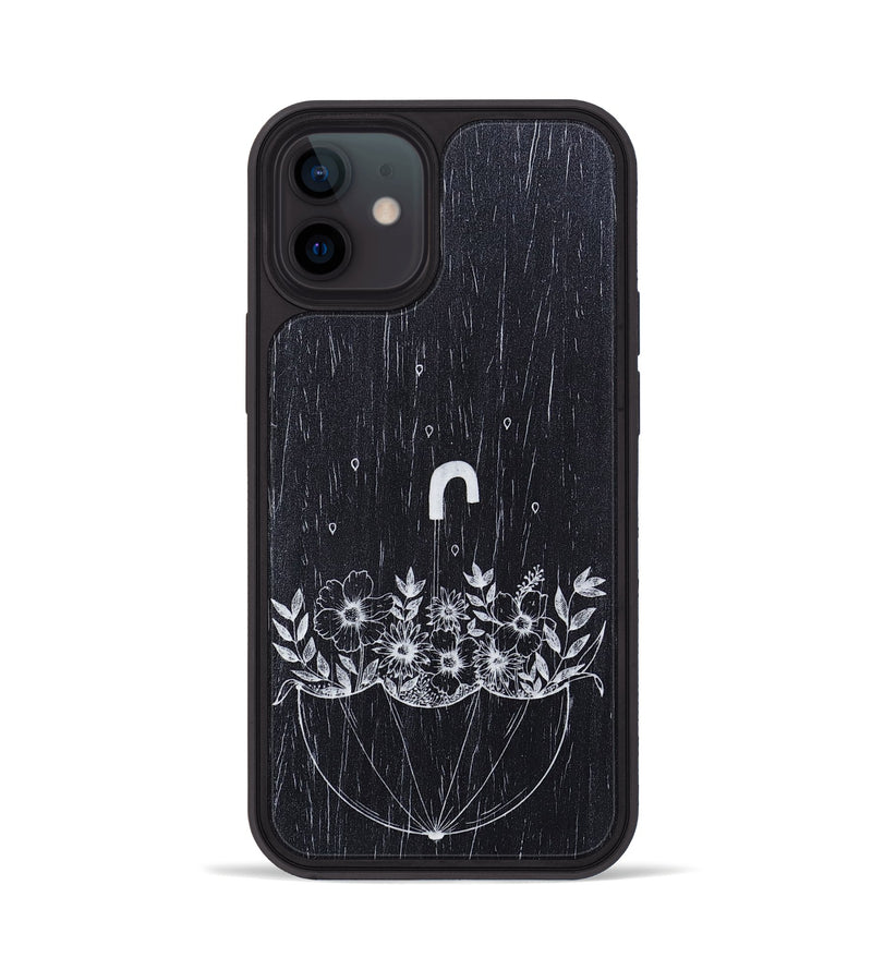 iPhone 12 Wood+Resin Phone Case - No Rain No Flowers - Ebony (Curated)