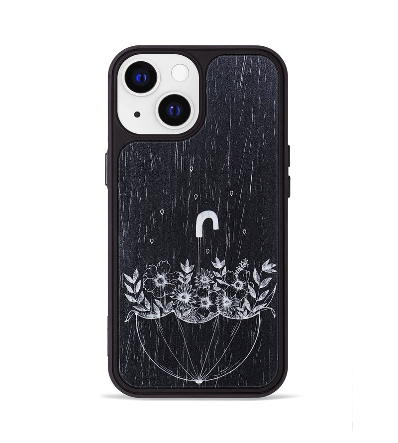 iPhone 13 Wood+Resin Phone Case - No Rain No Flowers - Ebony (Curated)
