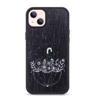 iPhone 14 Plus Wood+Resin Phone Case - No Rain No Flowers - Ebony (Curated)