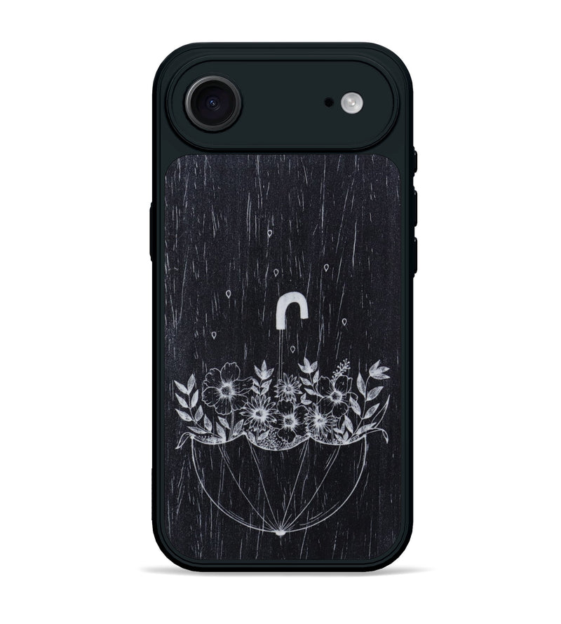 iPhone 17 Air Wood Phone Case - No Rain No Flowers - Ebony (Curated)