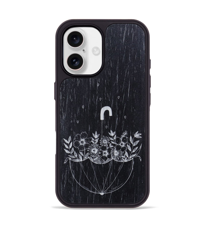 iPhone 17 Wood Phone Case - No Rain No Flowers - Ebony (Curated)