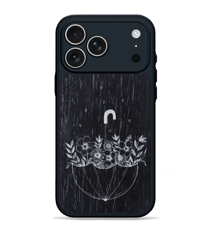 iPhone 17 Pro Max Wood Phone Case - No Rain No Flowers - Ebony (Curated)
