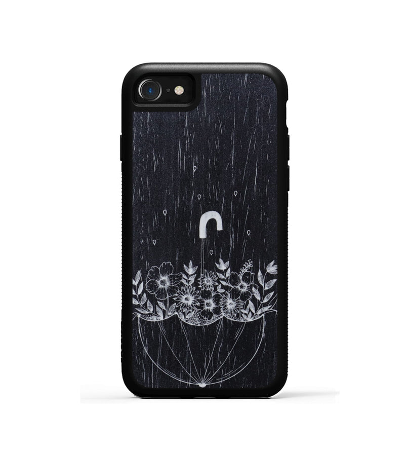 iPhone SE Wood Phone Case - No Rain No Flowers - Ebony (Curated)